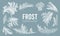 Design element kit, frost ice window pattern, winter christmas set, fresh cool hand drawn graphic