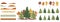 Design elements of beautiful spruce and ash trees. Creation of woodland, forest, garden. Autumn season. Vector illustration