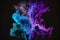 Design elements featuring multicolored smoke puff clouds in neon blue and purple. AI Art