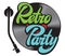 Design elements in retro style with vinyl record and stylish lettering retro party