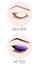 Design of eyebrows and make-up. The closed female eye before and after a make-up. Eyelash extension, eyebrow tattoo.