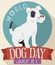 Design in Flat Style with Puppy Celebrating Dog Day, Vector Illustration