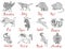 Design graphic set with twelve chinese zodiac animals