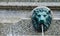 Design Green Lion head stone fountain on a wall for decoration.