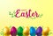 Design for Happy Easter with colorful eggs.