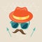 Design with hat, glasses and mustache in hipster