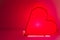 Design, home decor for happy valentine`s day for lovers. romantic red lamp, lantern in the form of a luminous heart