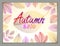 Design horizontal banner with Autumn typing logo, fall red and y