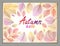 Design horizontal banner with Autumn typing logo, fall red and y