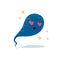 Design illustration with cute blue ghost with heart eyes. Poster for invitation, postcard and print on t-shirt. Doodl