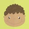 Design of a little charming boy with brown and curly hair for any template