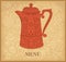 Design of menu with coffeepot