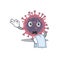 A design of microbiology coronavirus cartoon character working as waiter