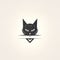 Design of minimalist logo featuring a cat in black - generative ai