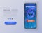 Design of mobile app, UI, UX, GUI. Internet speed test smartphone interface vector template. Mobile app page blue design