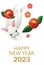 Design of a New Year\\\'s card for 2023 Vertical Year of the Rabbit Rabbit