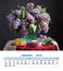 Design page calendar January 2018. bouquet of lilacs.