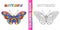 Design of Page for Coloring Book with Cartoon Butterfly for Child`s Development. Monochrome Contour and Colorful Objects