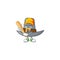 Design pilgrim hat with character playing baseball mascot