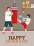 Design poster Happy father day with dad and son spending time on boxing workout.