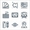 design printing line icons. linear set. quality vector line set such as pin, eye, ruler, art board, gallery, keyboard, monitor,