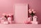 design promote products pastel pink splay product place background gifts soft empty Place roses