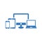 Design, responsive, desktop, mobile icon. Blue color