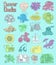 Design set with colorful summer icon drawings with gardening, camping, beach vacation concept