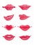 Design set of eight hot pink female lips