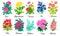 Design set of Rose, Purslane, Iris, Geranium, Tulip, Peony, Gladiolus