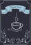 Design signboard for cafe with ornament, coffee cup in style hand drawing