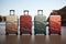 Design a sleek, modern suitcase with sturdy wheels and a retractable handle