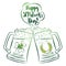 Design for St Patricks Day with two beer mugs with labels of s