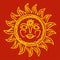 Design sun in Slavs style, design of ghee, sun protection. Vector illustration
