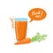 Design Template banner, poster, icons carrot smoothies. Illustration of carrot juice Drink me. Carrot fresh vegetable