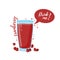 Design Template banner, poster, icons cranberry smoothies. Illustration of cranberry juice Drink me. Freshly squeezed