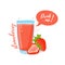 Design Template banner, poster, icons strawberry smoothies. Illustration of strawberry juice Drink me. Strawberry