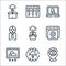 Design thinking line icons. linear set. quality vector line set such as location, brain, slider, website, light bulb, user, laptop