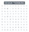 Design thinking vector line icons set. Design, Thinking, Ideation, Creativity, Innovation, User-Centered, Problem