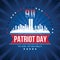 Design to commemorate the patriot day, twin towers in New York City Skyline, September 11, 2001 vector poster.