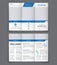 Design triple brochure with blue elements.