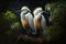 Design of two colorful Snowy Egret bird in the Jungle.