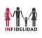Design of unfaithful man icon, infidelity message in spanish