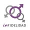 Design of unfaithful man icon, infidelity message in spanish