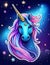 Design of a unicorn with the galaxy themed mane and stars, fantasy art, fairy tale