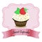 Design Vector frame with cake with raspberries. eps 10 vector illustration