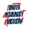 Design vector unite against racism lettering