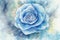 Design a watercolor painting of a blue rose with a romantic and enchanting effect