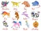 Design watercolor set with twelve chinese zodiac animals