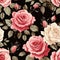 Design of watercolored seamless red roses pattern